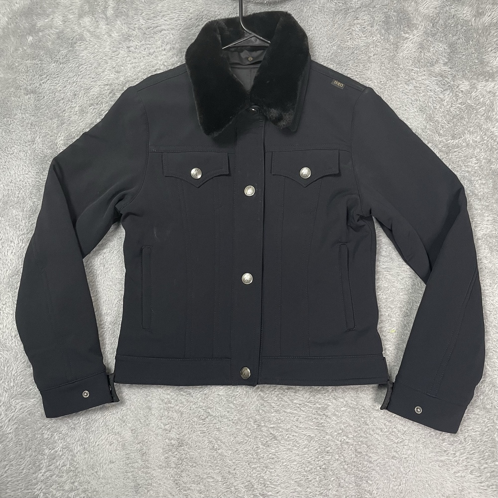 Skea Jacket Womens 8 Black Fur Collar Softshell Lined Made USA Ski Winter